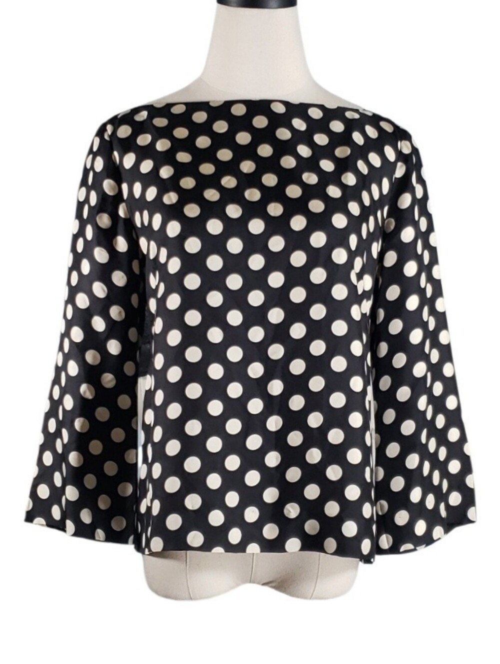 Vintage J Crew Silk Polkadot Boatneck Three Quarter Sleeves 12 Preppy Classic - Picture 3 of 9